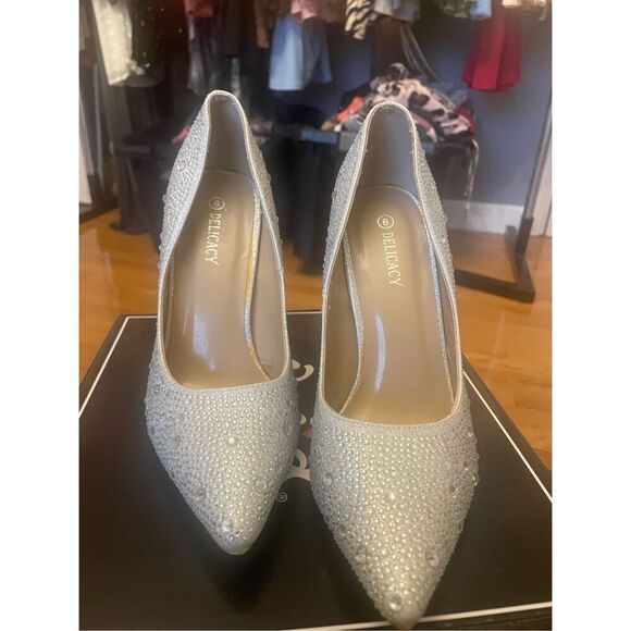 Delicacy Silver Rhinestone Heels - Picture 2 of 5